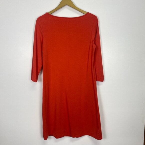 Garnet Hill Coral 3/4 Sleeve Shift Dress - Picture 9 of 12
